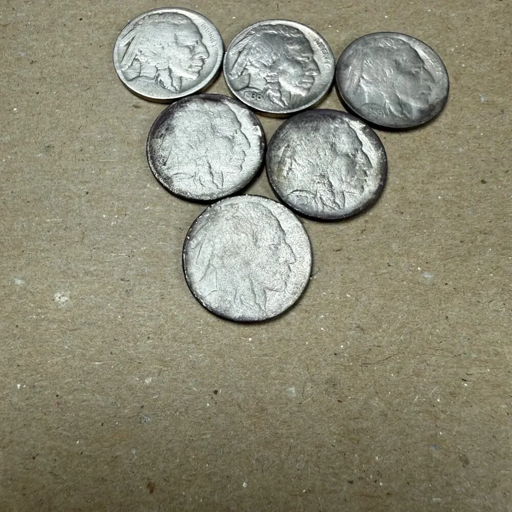 [Lot of 6] 1936 1935 and more Buffalo Nickels FIVE CENTS us coins Vintage